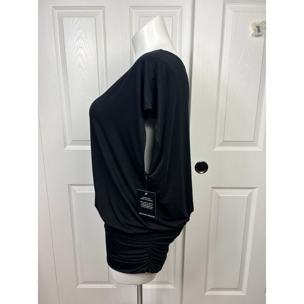 Boston Proper Black Ruched Banded Dolman Sleeve Top Size XL - Picture 3 of 8